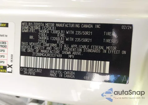 2024 Lexus Rx 350H Premium Plus из США, поврежденный, VIN 2T2BBMCA3RC037489